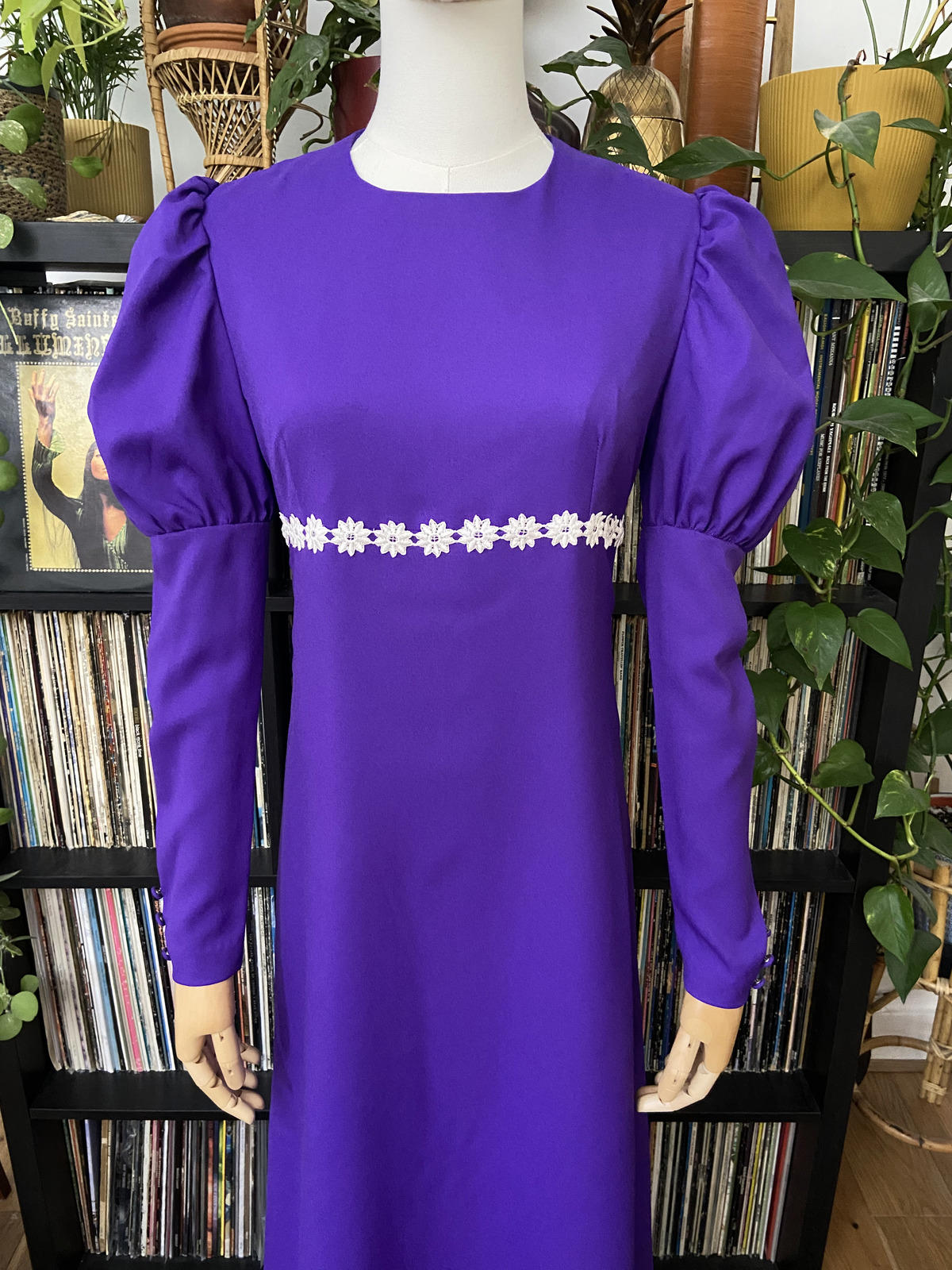 Vintage 1970s Purple Medieval Revival Maxi Dress