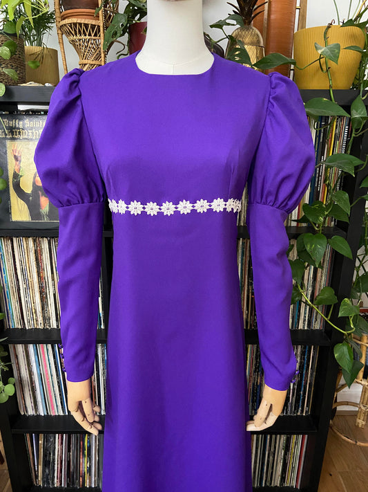 Vintage 1970s Purple Medieval Revival Maxi Dress
