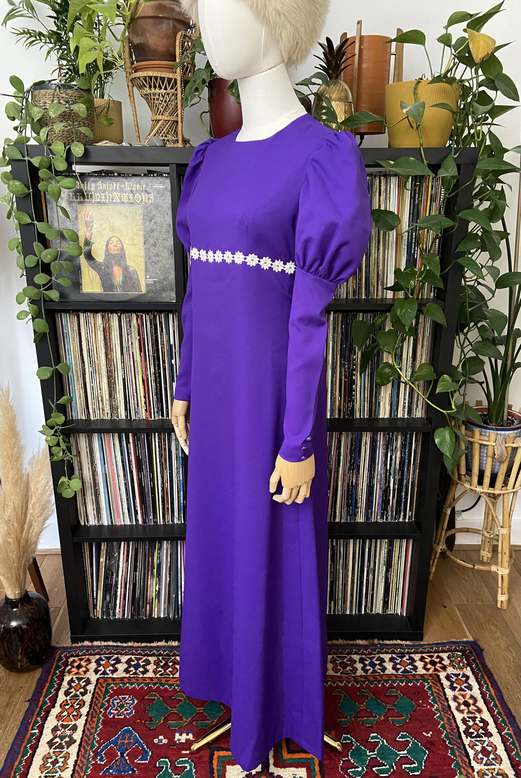 Vintage 1970s Purple Medieval Revival Maxi Dress