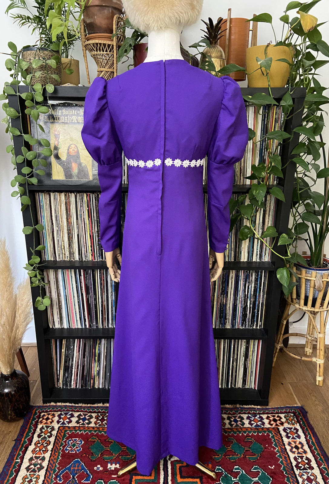 Vintage 1970s Purple Medieval Revival Maxi Dress
