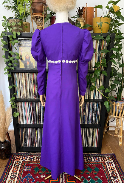 Vintage 1970s Purple Medieval Revival Maxi Dress