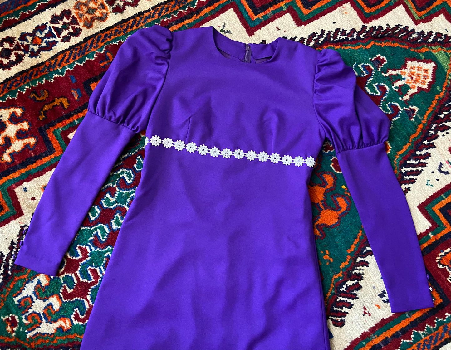 Vintage 1970s Purple Medieval Revival Maxi Dress