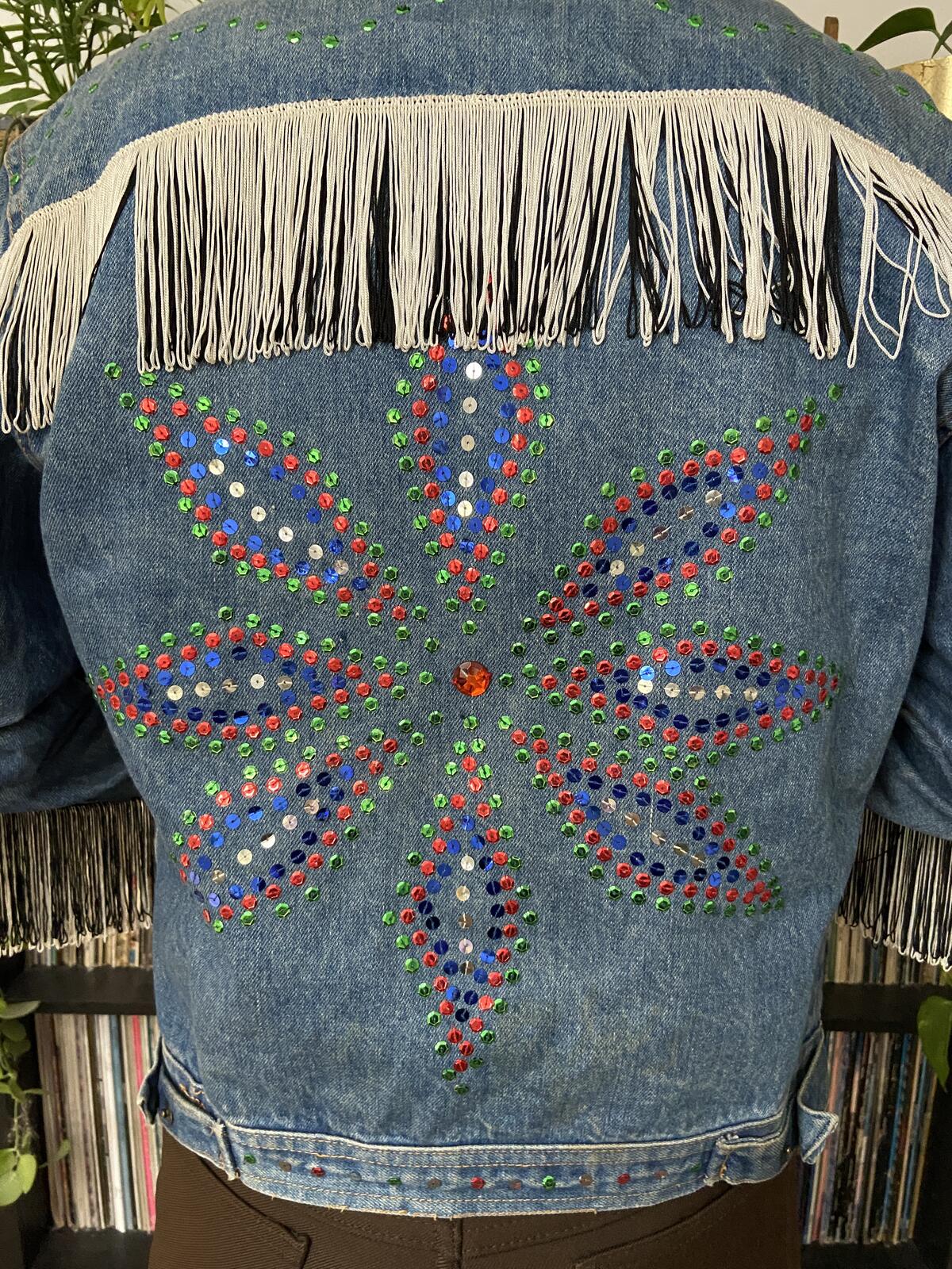 Vintage 1970s Customised Sequinned & Fringed Denim Jacket