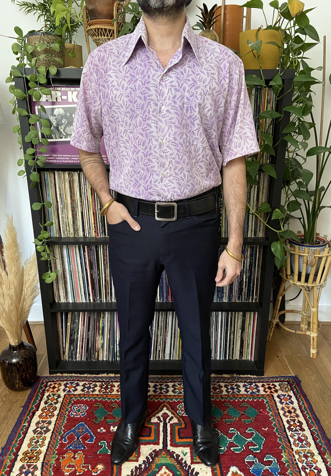 Vintage 1970s Kings Road By Sears Lilac Dagger Collar Shirt