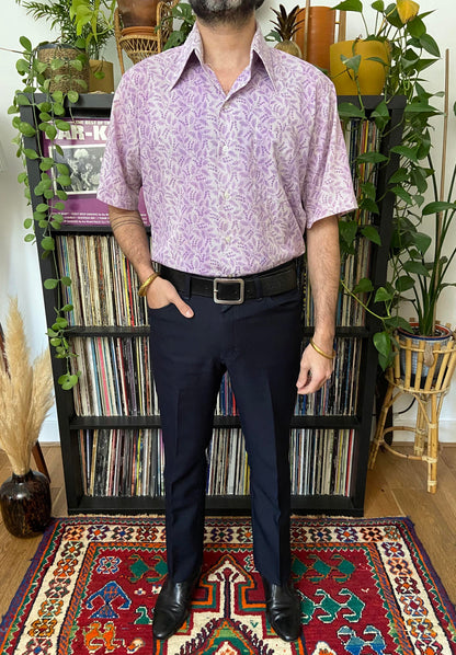 Vintage 1970s Kings Road By Sears Lilac Dagger Collar Shirt