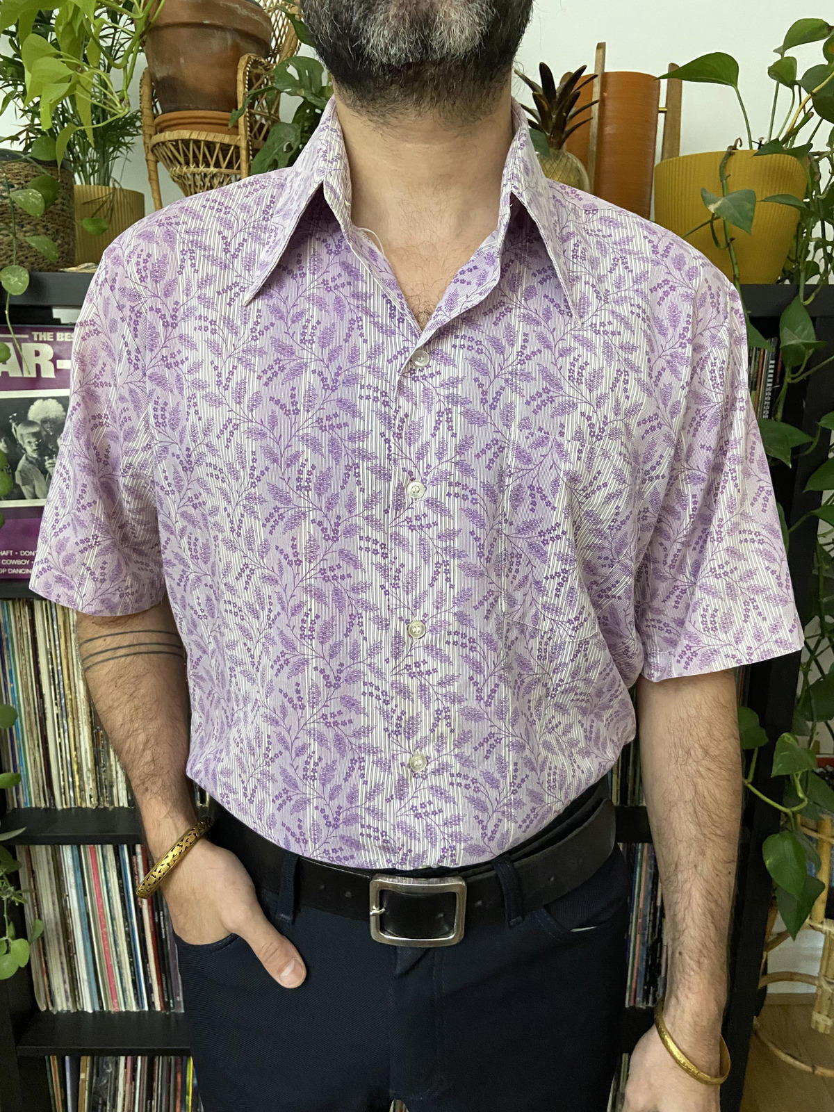 Vintage 1970s Kings Road By Sears Lilac Dagger Collar Shirt