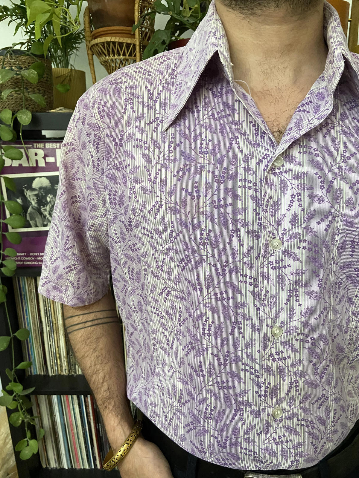 Vintage 1970s Kings Road By Sears Lilac Dagger Collar Shirt