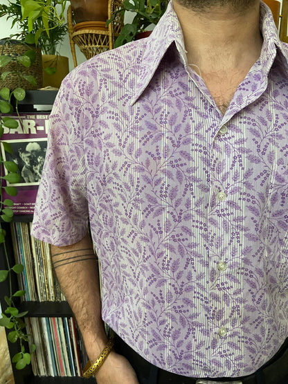 Vintage 1970s Kings Road By Sears Lilac Dagger Collar Shirt
