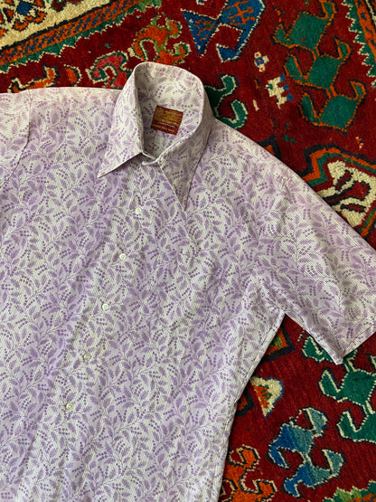 Vintage 1970s Kings Road By Sears Lilac Dagger Collar Shirt