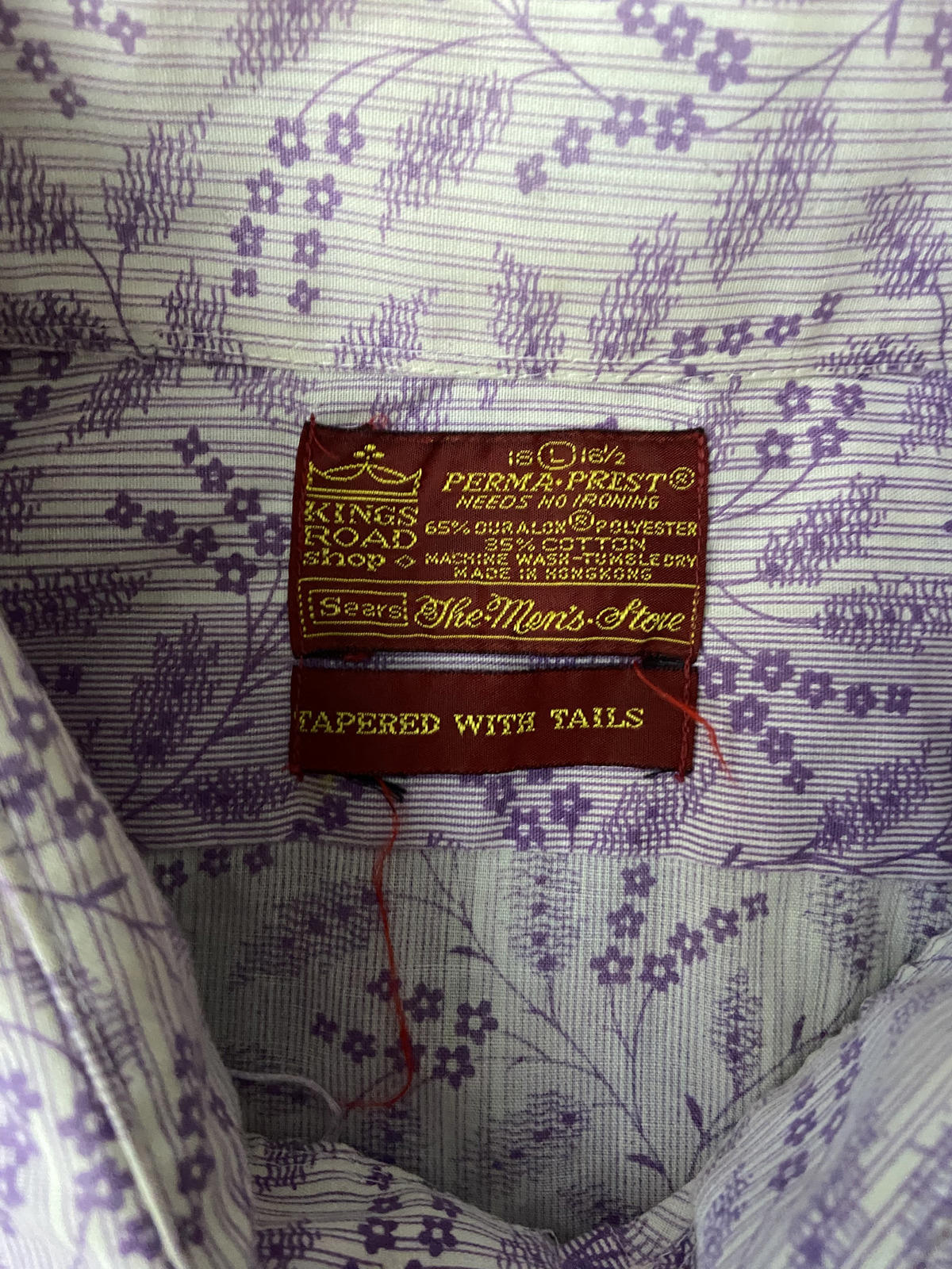 Vintage 1970s Kings Road By Sears Lilac Dagger Collar Shirt