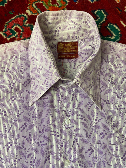 Vintage 1970s Kings Road By Sears Lilac Dagger Collar Shirt