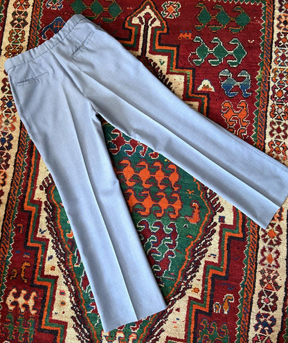 Vintage 1970s Pale Blue Flared Trousers W32 / L31