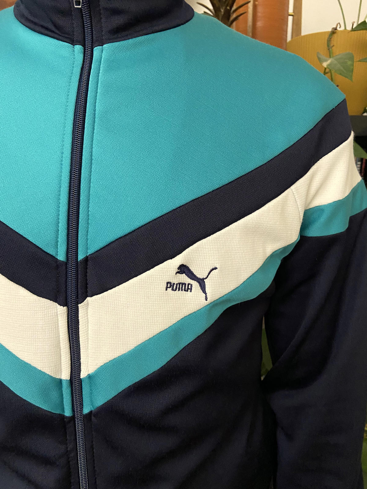 Vintage 1980s Green & Navy Puma Track Top