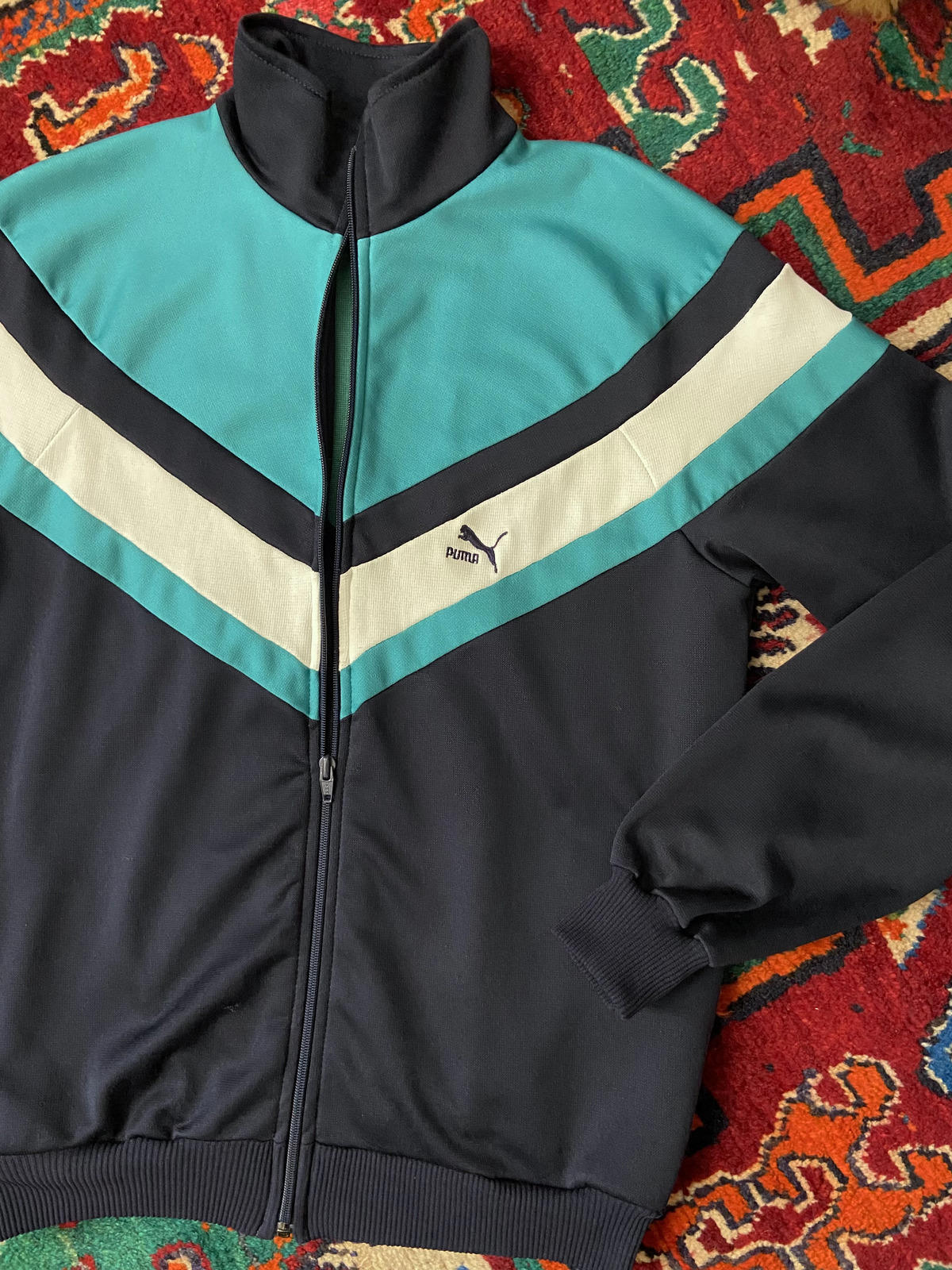Vintage 1980s Green & Navy Puma Track Top