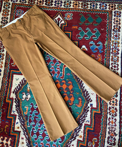 Vintage 1970s Tan Flared Trousers W36 / L33