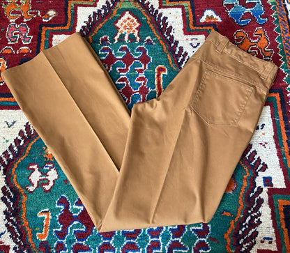Vintage 1970s Tan Flared Trousers W36 / L33