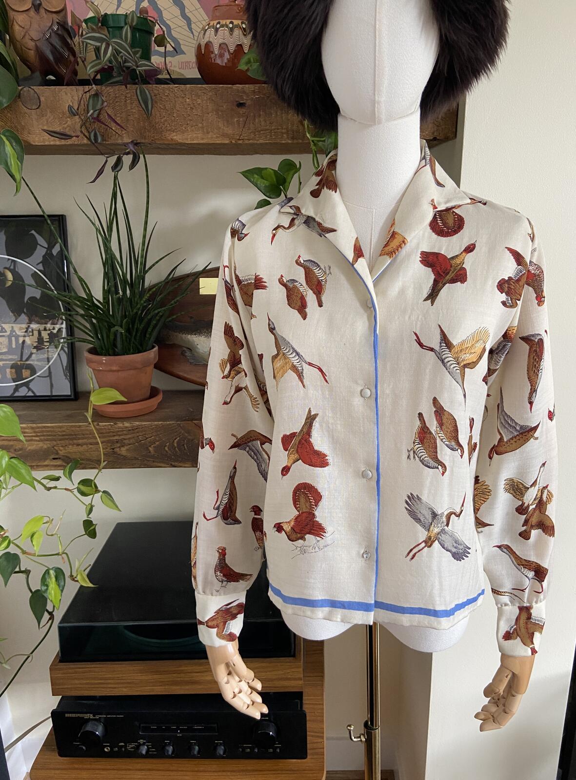 Vintage Cream Pheasant Print Shirt