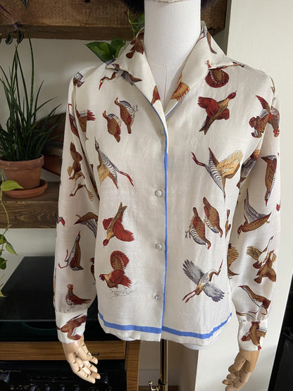 Vintage Cream Pheasant Print Shirt