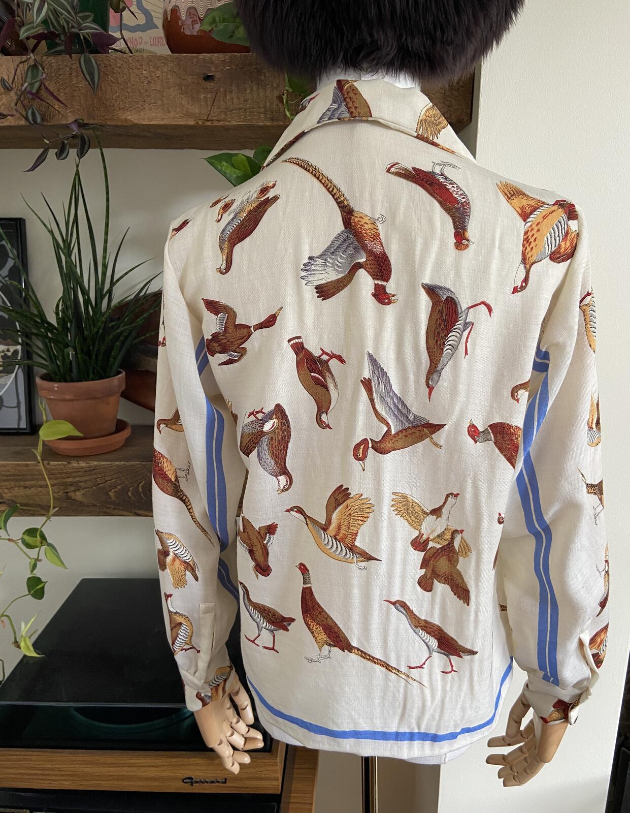 Vintage Cream Pheasant Print Shirt