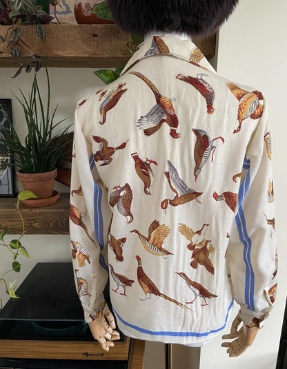 Vintage Cream Pheasant Print Shirt