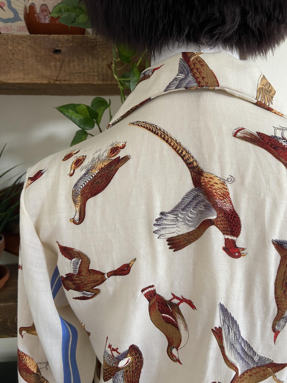 Vintage Cream Pheasant Print Shirt