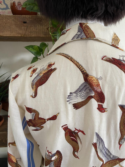 Vintage Cream Pheasant Print Shirt