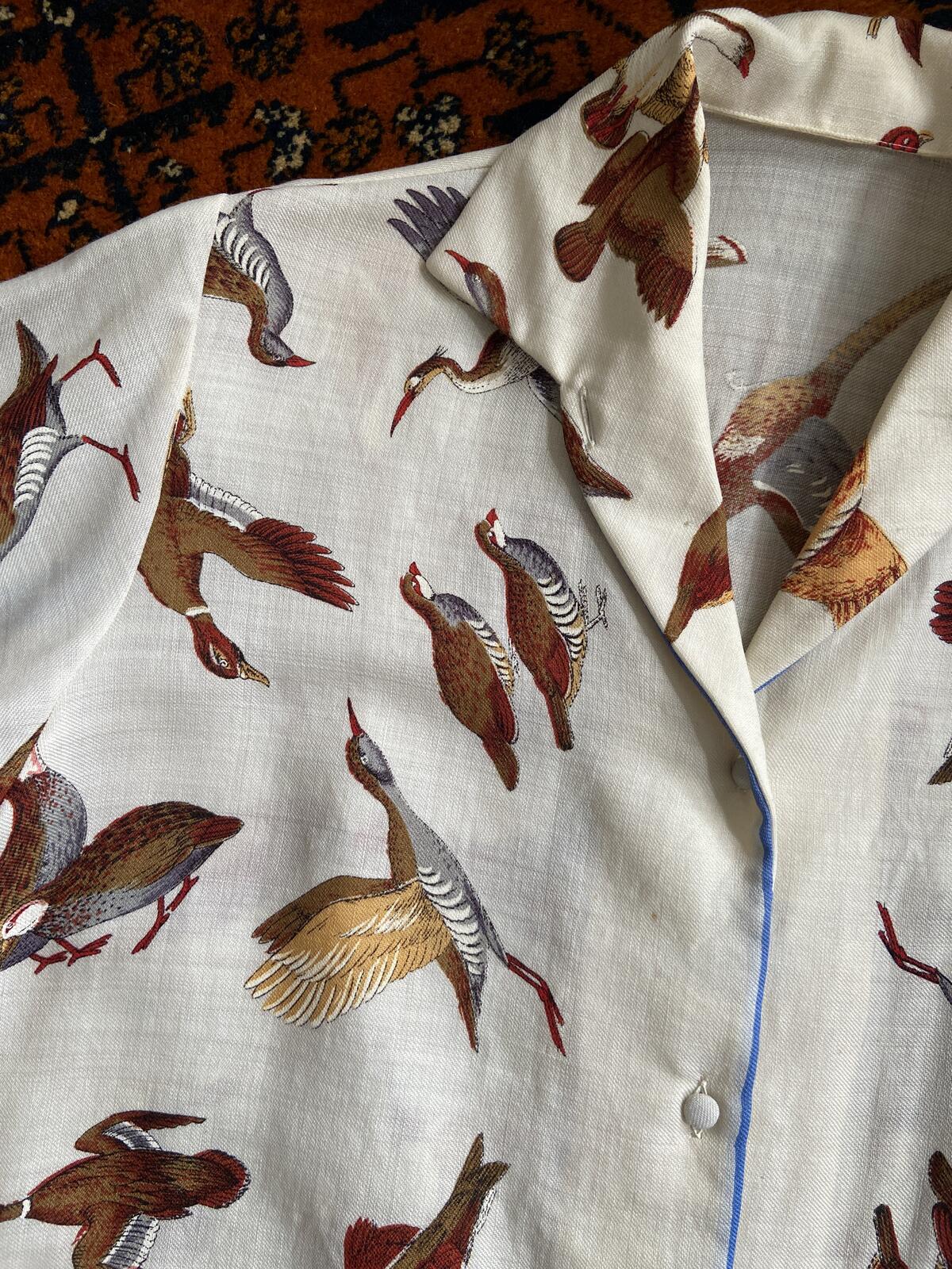 Vintage Cream Pheasant Print Shirt