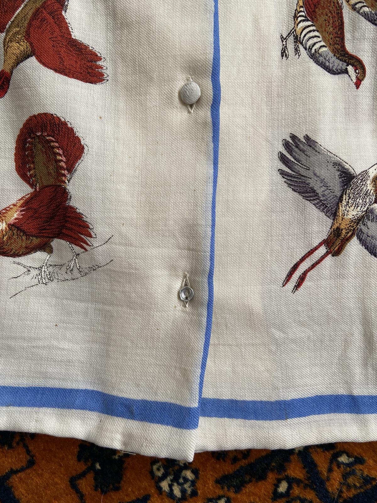 Vintage Cream Pheasant Print Shirt