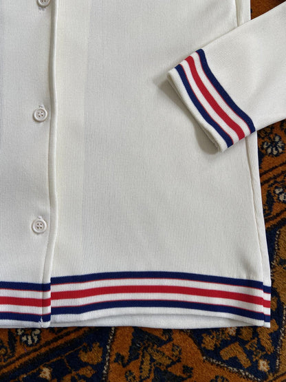 Vintage 1970s Cream Striped Dagger Collar Shirt
