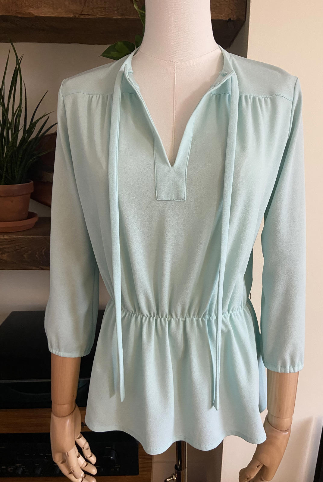 Vintage 1970s Mint Green Peasant Blouse
