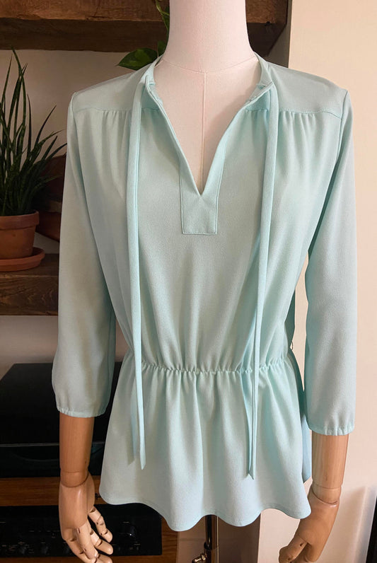 Vintage 1970s Mint Green Peasant Blouse