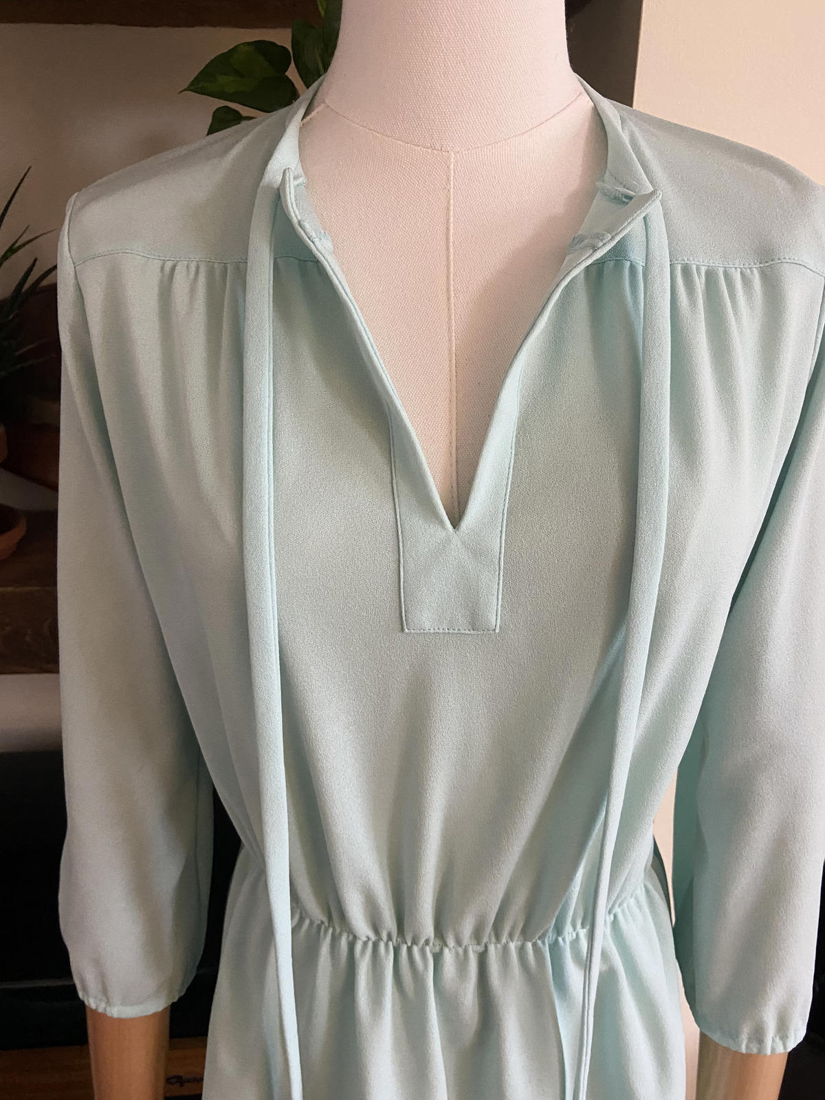 Vintage 1970s Mint Green Peasant Blouse