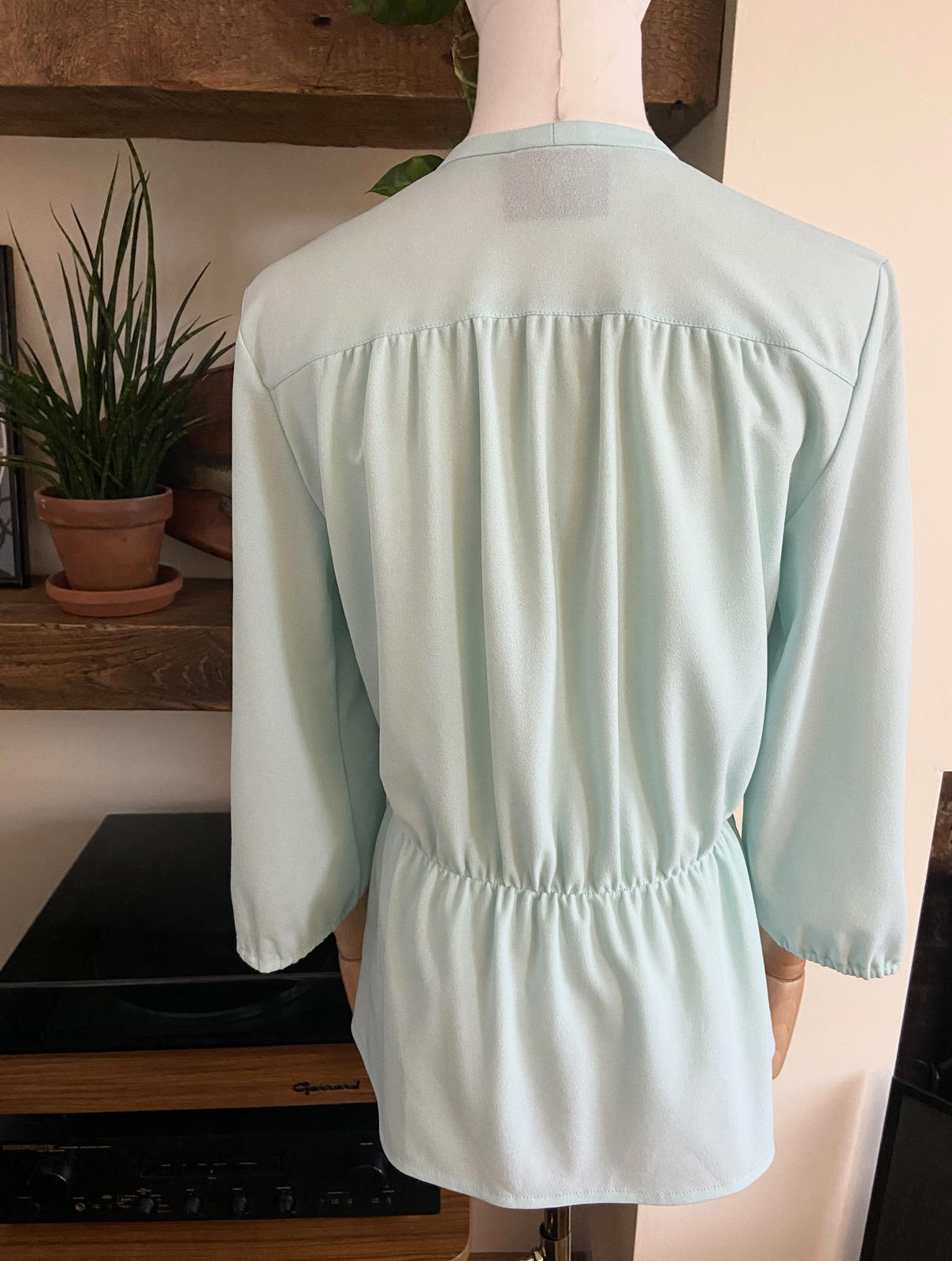 Vintage 1970s Mint Green Peasant Blouse