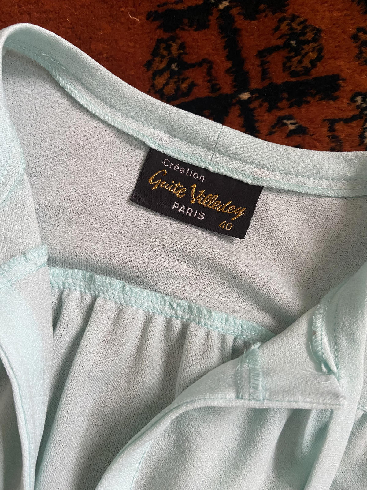 Vintage 1970s Mint Green Peasant Blouse