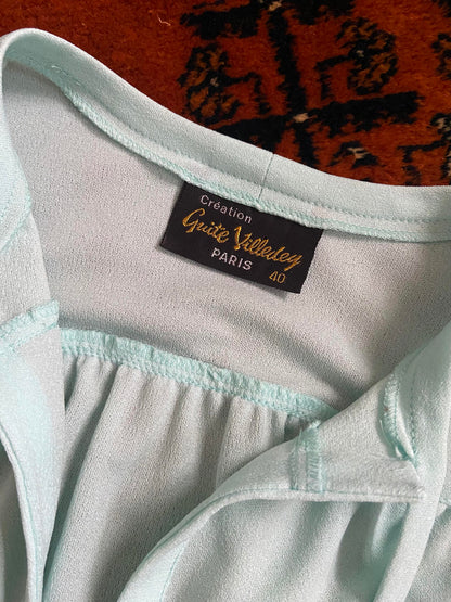 Vintage 1970s Mint Green Peasant Blouse