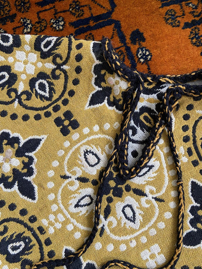 Vintage 1960s Cream Mustard Reversible Tapestry Poncho