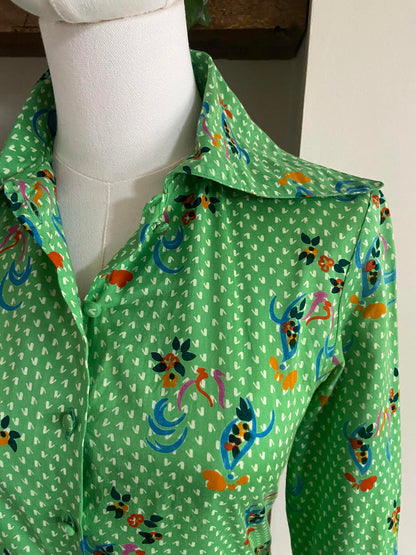 Vintage 1970s Italian Dagger Collar Shirt