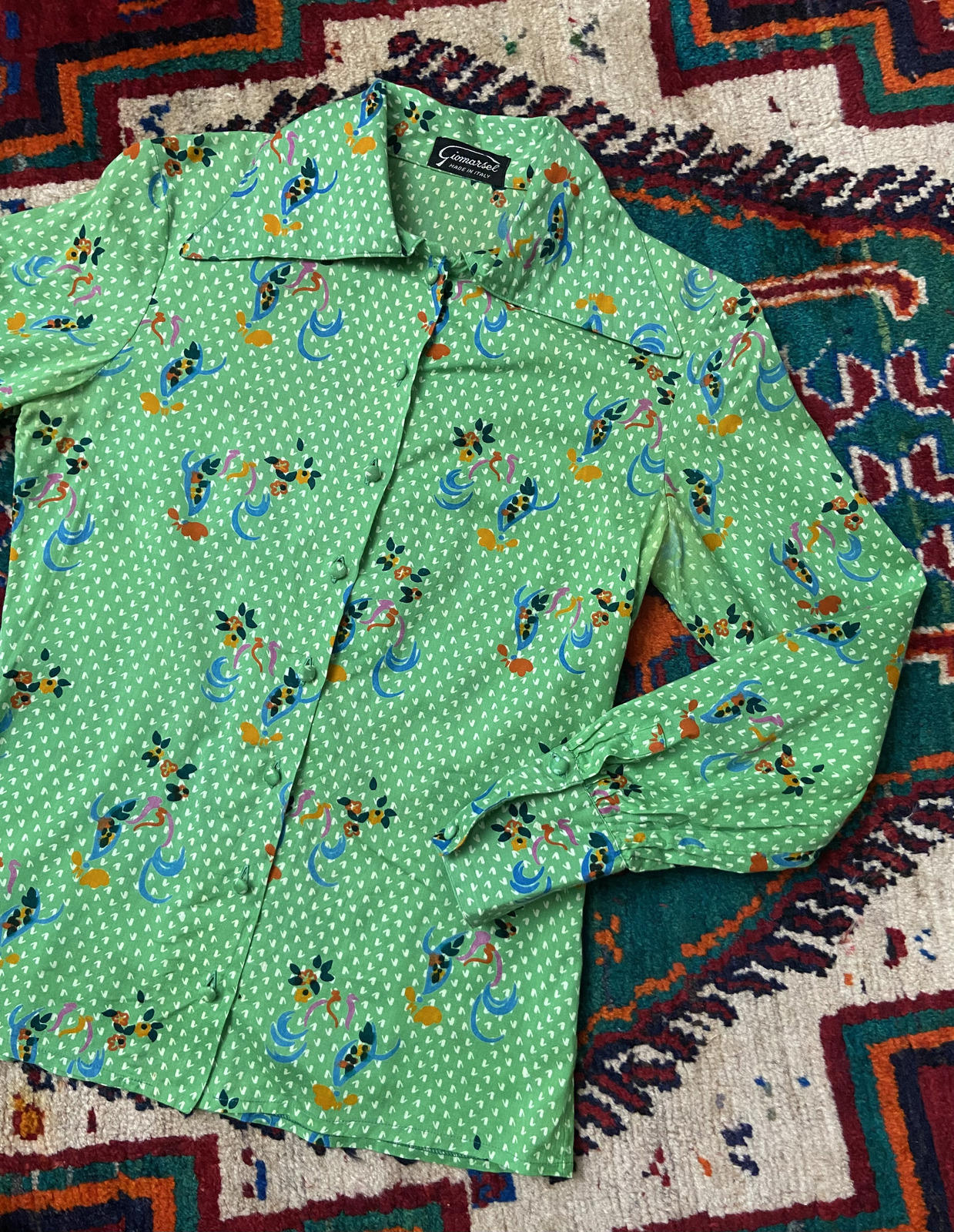 Vintage 1970s Italian Dagger Collar Shirt