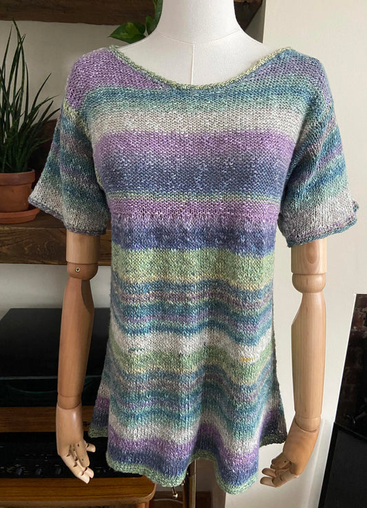 Vintage 1980s Green Purple Knit Top