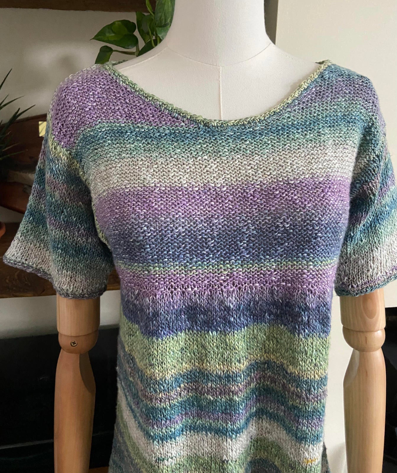 Vintage Green Purple Knit Top