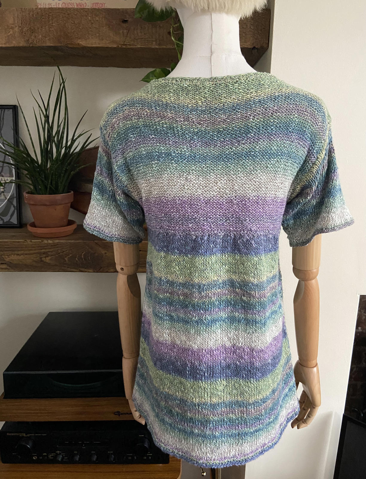 Vintage Green Purple Knit Top