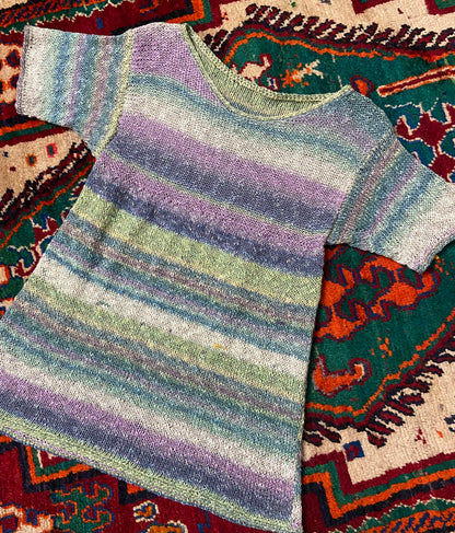 Vintage 1980s Green Purple Knit Top