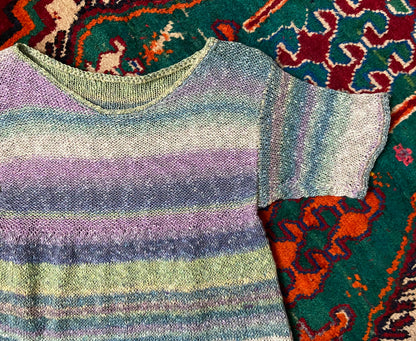 Vintage Green Purple Knit Top