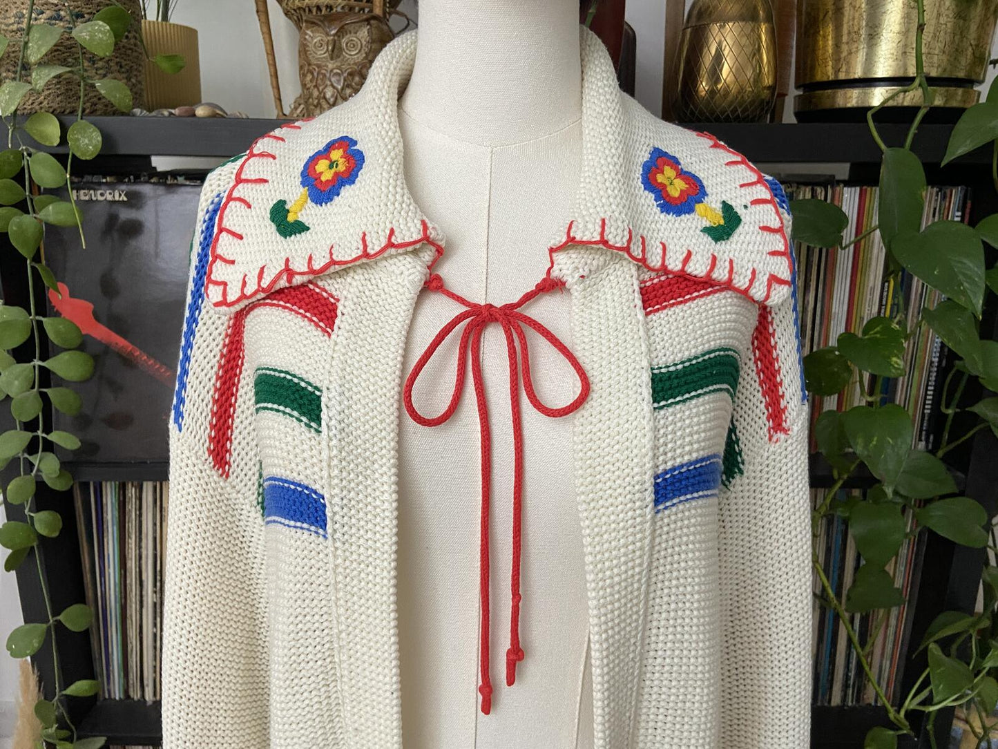 Vintage 1970s Folk Embroidered Cardigan