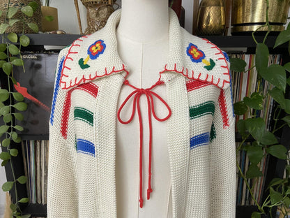 Vintage 1970s Folk Embroidered Cardigan