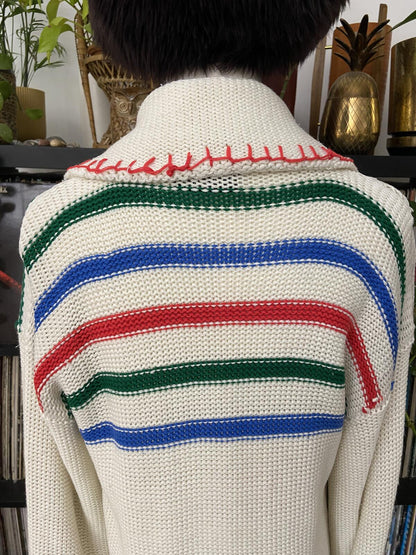 Vintage 1970s Folk Embroidered Cardigan