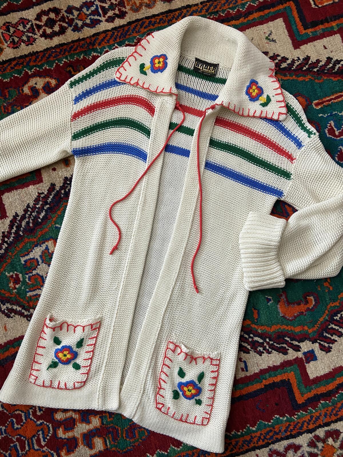 Vintage 1970s Folk Embroidered Cardigan