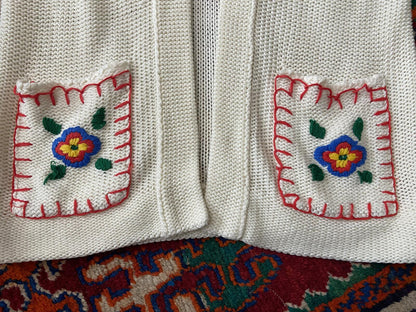 Vintage 1970s Folk Embroidered Cardigan