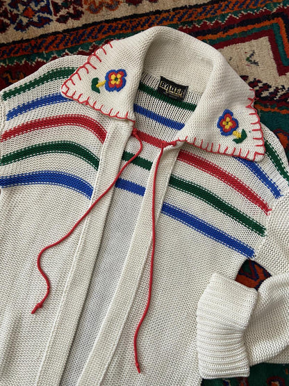Vintage 1970s Folk Embroidered Cardigan