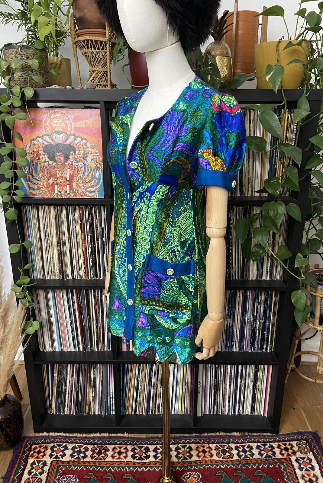 Vintage 1960s Green Psychedelic Mini Dress Tunic